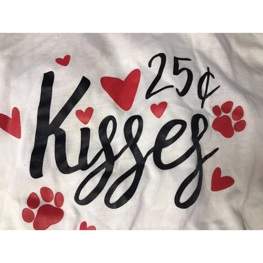 New 25 Cent Kisses Dog Shirt Bandanna Set Valentine's Day Outfit Puppy Large